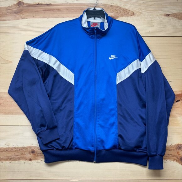 Vintage Jacket Jacket Mens XL Blue Full Zip Sport Track Coat 90s - Picture 1 of 10